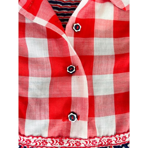 Vintage Girl's Red/White/Blue Short Sleeve Dress | Size 12 - Picture 3 of 5